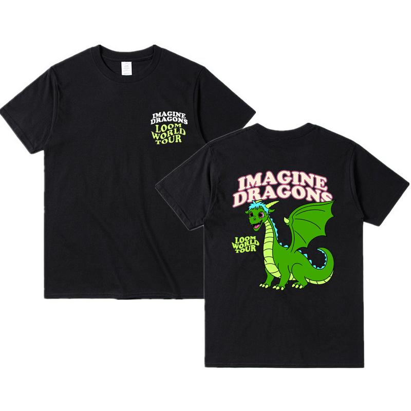 ZheXiong TEE 2025 Imagine Dragons Concert T-shirt met korte mouwen Heren en Dames Rock High Street Katoen Print Koppel TOP Kwaliteit M