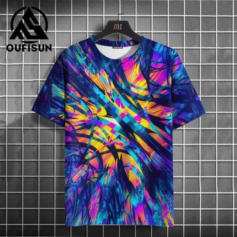 ETST 03 Graffiti Heren T-shirt Zomer Kleurrijke Print Korte Mouw Top Tees Oversized O-hals Trui Outdoor Casual Kleding Met Nieuw 3XL