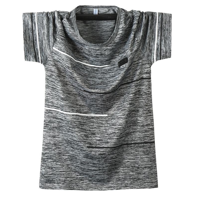 Plus Size Men Clothing Grote maat zomer dunne ijs zijde snel drogend korte mouwen T-shirt voor heren Sweatshirt Slim Fit ronde hals halve mouw 9XL grijs