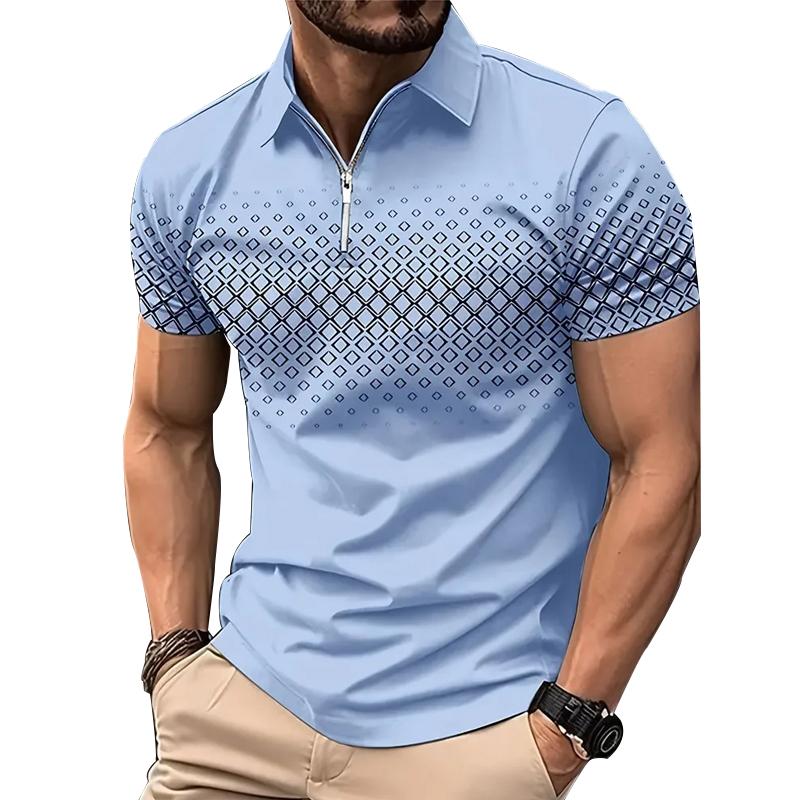 Haodingfushi Heren poloshirt met korte mouwen en rits. M