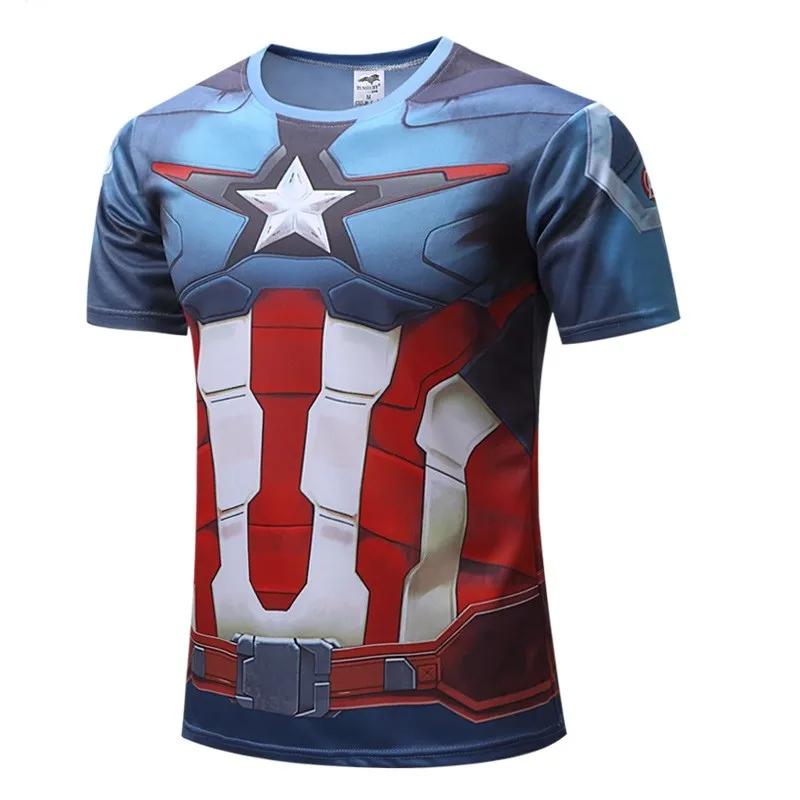 Baibao QIQI 3D Print T-shirt Heren Korte Mouw Captain Geïnspireerd Comic Book America Superheld Bedrukt T-shirt L