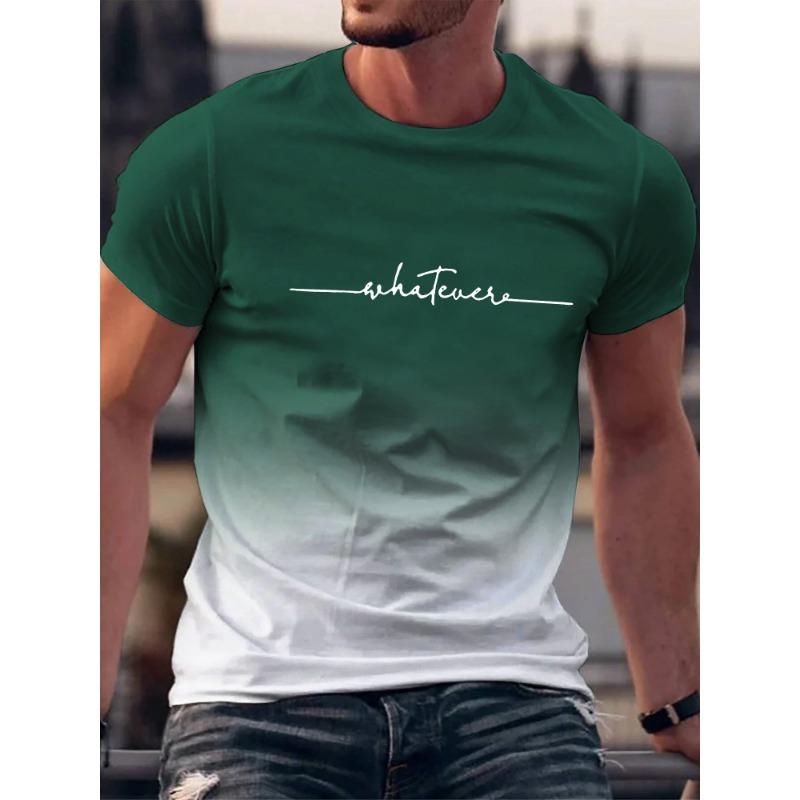 ETST WENDY 005 Zomeruitje Whatever Print Gradient Crew Neck T-shirt voor heren Trendy casual top met korte mouwen Heren T-shirt ropa de hombre XL