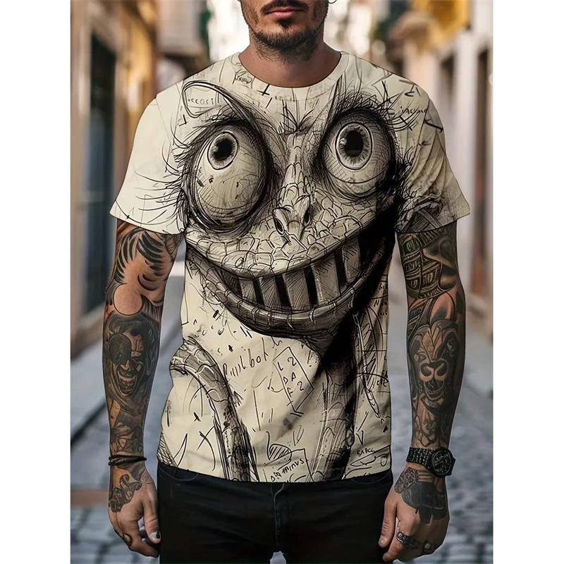 Transmission of love Monster Graffiti Art Grafisch T-shirt voor heren, dierenprint 3D-geprinte T-shirts, zomer, casual, ronde hals, oversized, korte mouwen, tops, maat XS-6XL XS