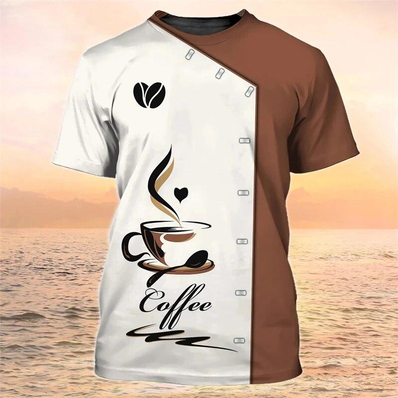 Xin nan zhuang Barista Shirt Heren T-shirts Koffie Mode Uniform Korte Mouw Heren Kleding Zomer Casual Oversized Ronde Hals T-shirt Kleding XL