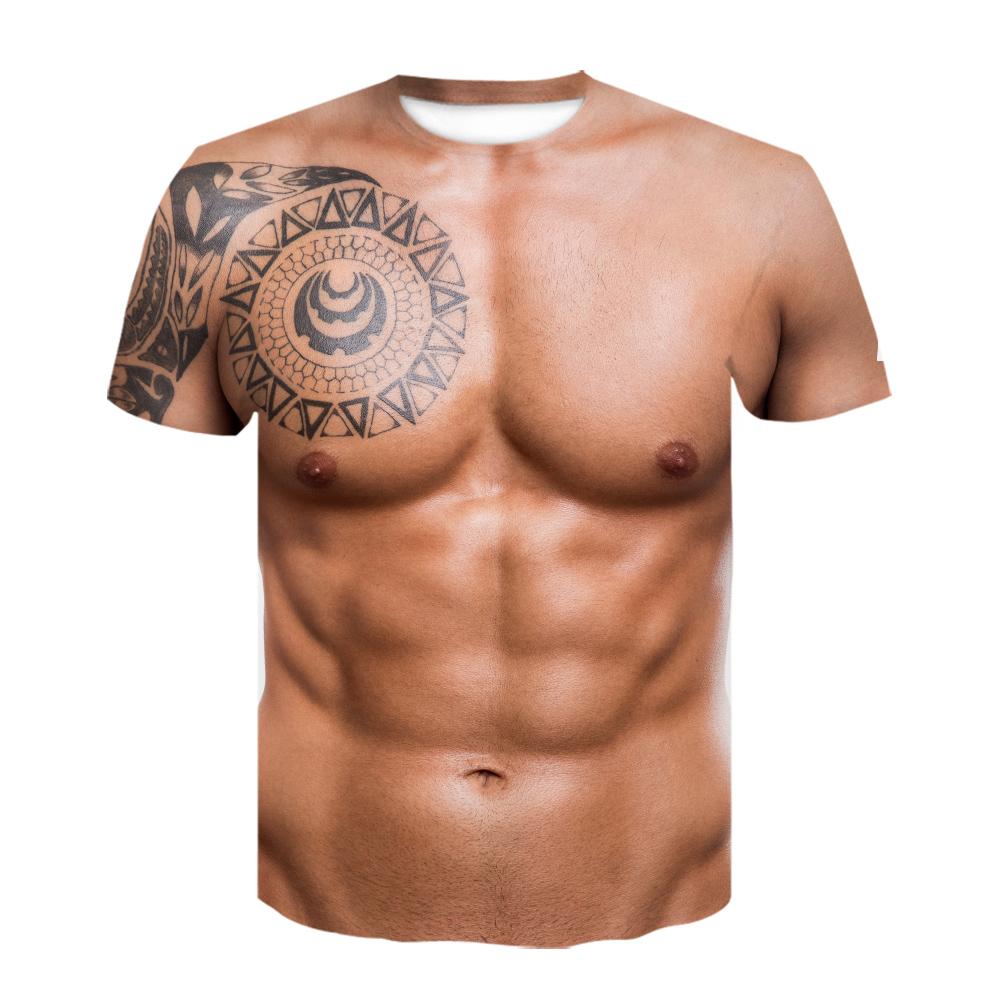 Chengyu Muscle Body 3D Print T-shirt Heren Zomer T-shirt Kleding Mode Straat Tees Grappig Vleespatroon Korte Mouw Trendy Tops M