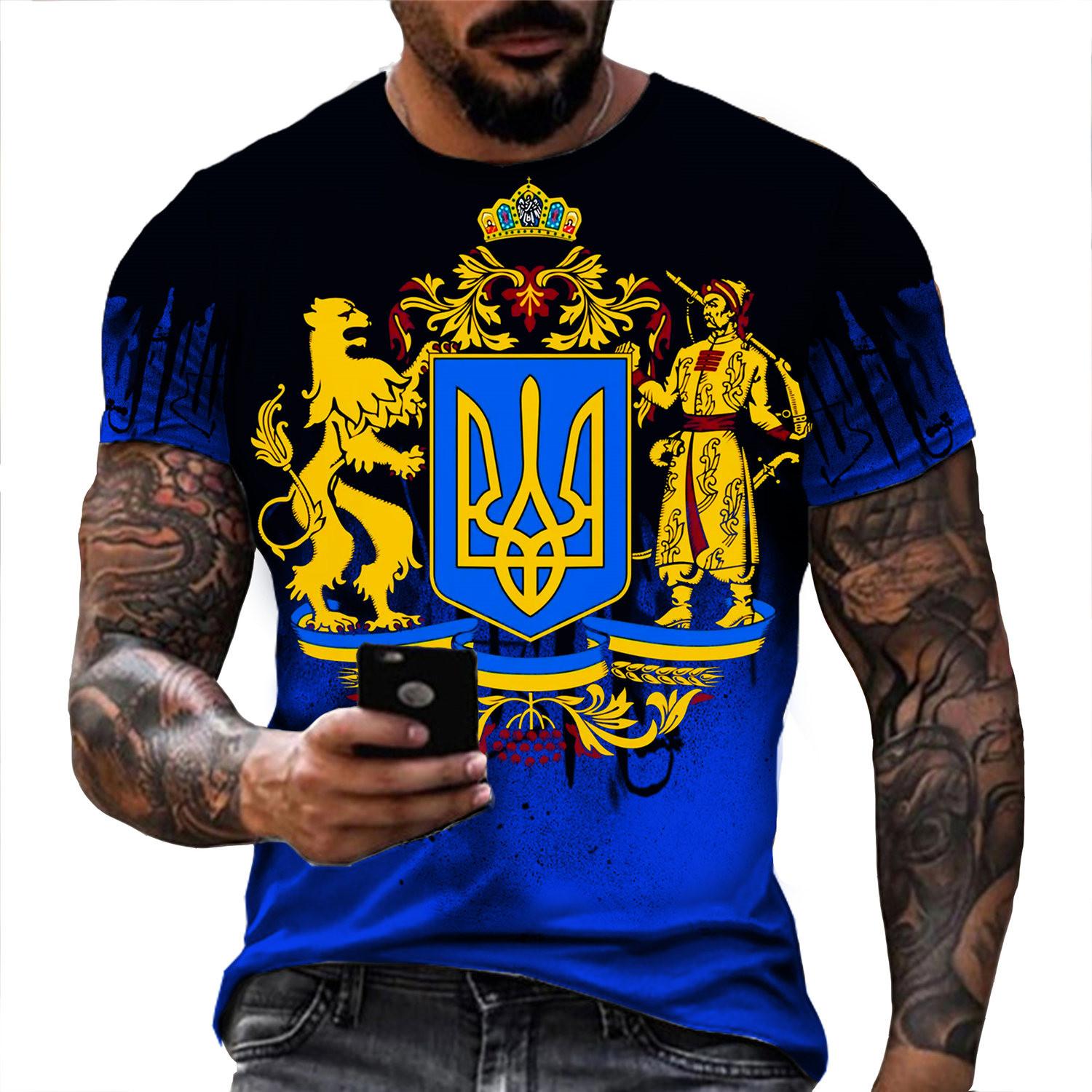 Xuhaijian02 Oekraïense T-shirts Heren 3D Vintage Print Vlag Korte Mouw Harajuku Top Oversized Shirts voor Herenkleding 6XL
