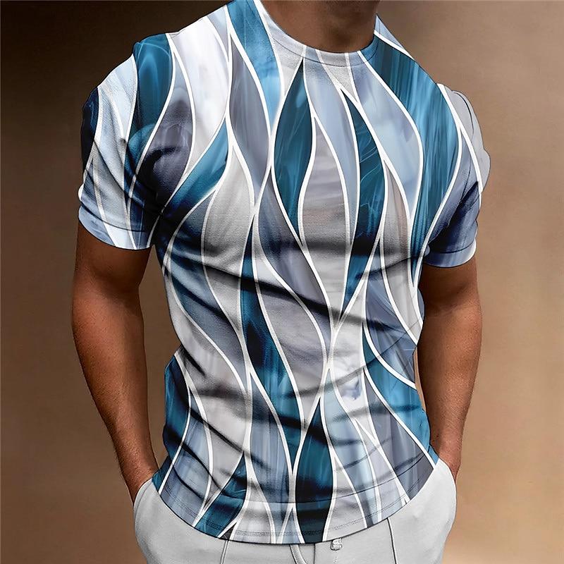 ETST 07 Heren T-shirt 3D Gestreepte Print Sweatshirt Tops Zomer O Hals Casual Korte Mouw Mannelijke Slim Fit Kleding Goedkope Kleding XL
