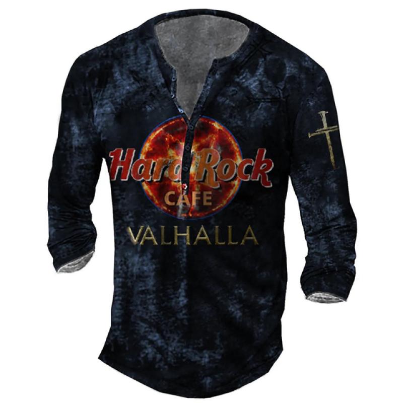 TIP723 Vintage Imitatie Katoen Hard Rock T-shirt 3d Biker Lange Mouw T-shirt Oversized Motorfiets Tops T-shirt Man Punk streetwear 3XL