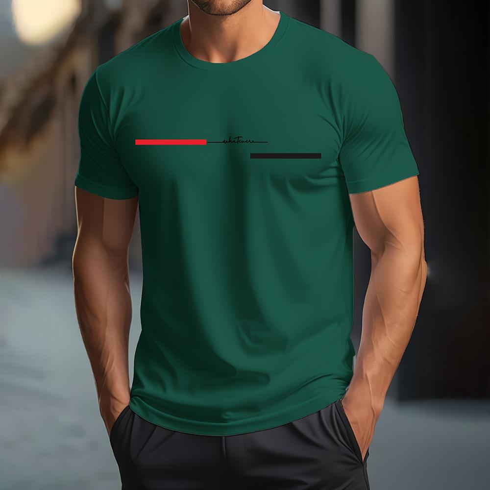 Chaokebang Grappig 3D-letterprint T-shirt voor heren, modieuze eenvoud, korte mouwen, casual O-hals, oversized T-shirt, ademende T-shirts M