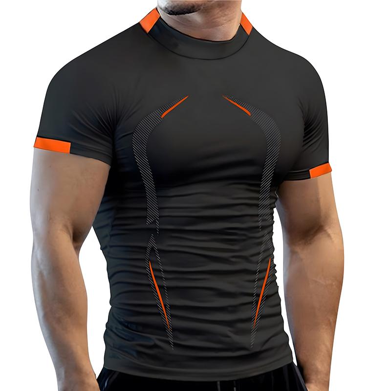 Lucky Black Cat Heren zomer casual comfortabel strak T-shirt sport gym sportkleding sneldrogend ademend shirt M zwart