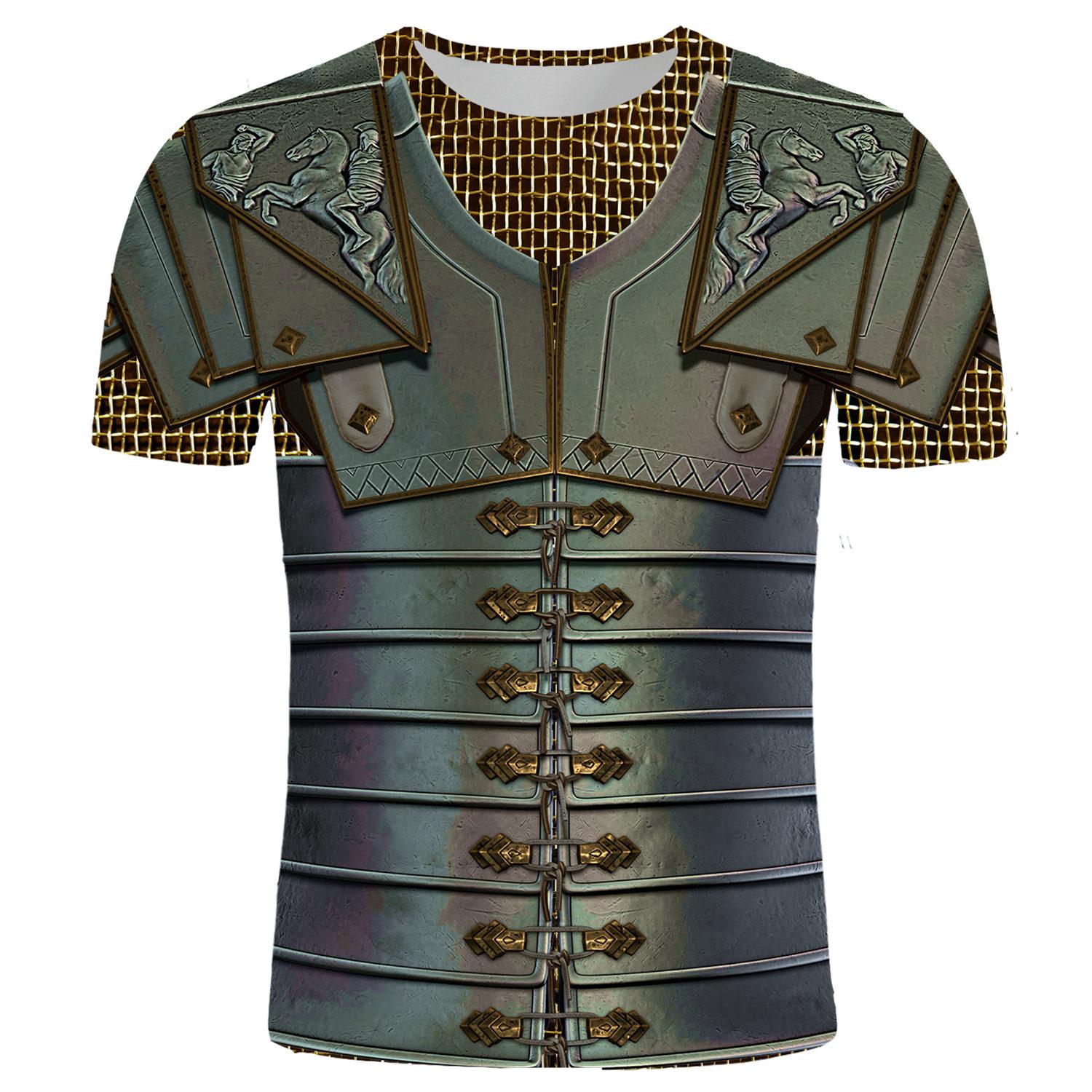 Subilier Zomer Heren T-shirt Middeleeuwse Armor 3D Gedrukt T-shirt Mannen Casual Grappige Ronde Hals Korte Mouw T-shirt 6XL