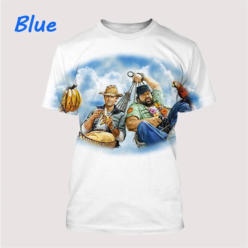 Laoxu Nieuwste Bud Spencer Terence Hill 3d Print Tops Harajuku O-hals T-shirt Casual Korte Mouw Mode T-shirt Zomer Herenkleding M