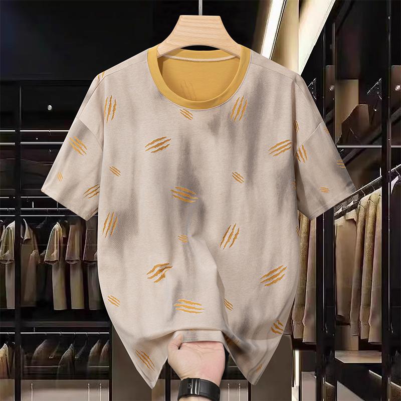 Smiao Plus Size 5XL-12XL Oversized T-shirt voor heren Zomertops Mode Korte Mouw T-shirt Zomer Herenkleding 12XL(165kg-175kg) kaki