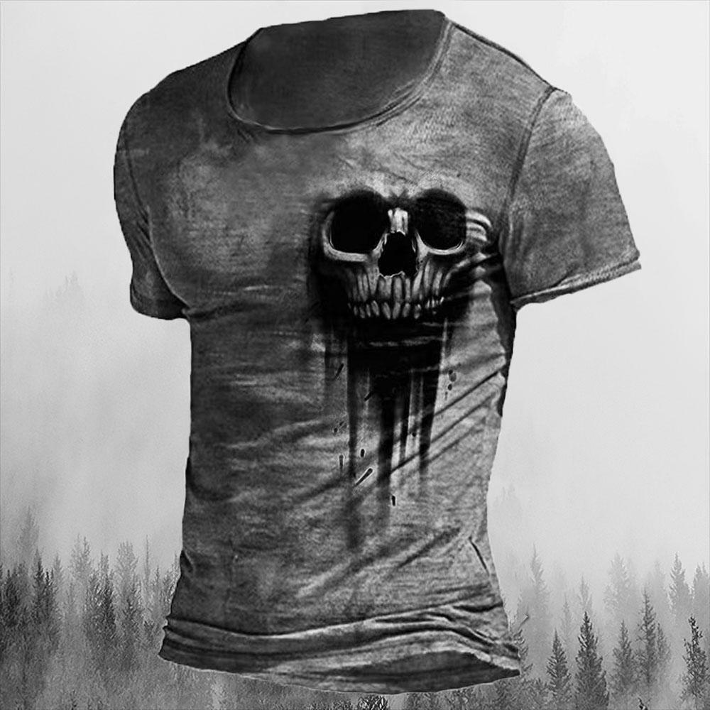 Transmission of love Mannen T-shirts Zomer 3d Vintage Horror Schedel Top Hip Hop Rock Streetwear O-hals Korte Mouw Tee Oversized T-shirt Mannelijke kleding M