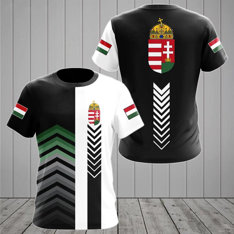 ETST 03 Hongarije Vlag Print Heren T-shirt Hoge Kwaliteit Korte Mouw Mode Ronde Hals Tops Straat Harajuku Tees Oversized Retro Kleding M