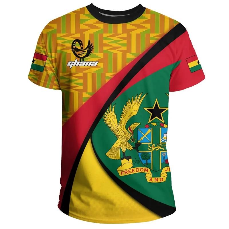 Xin nan zhuang Zomer Nieuwe Tigre Afrikaanse Land Vlag Heren Print T-shirt Ghana Nationaal Embleem Grafisch Casual Oversized T-shirts Mannelijke T-shirts Tops XS