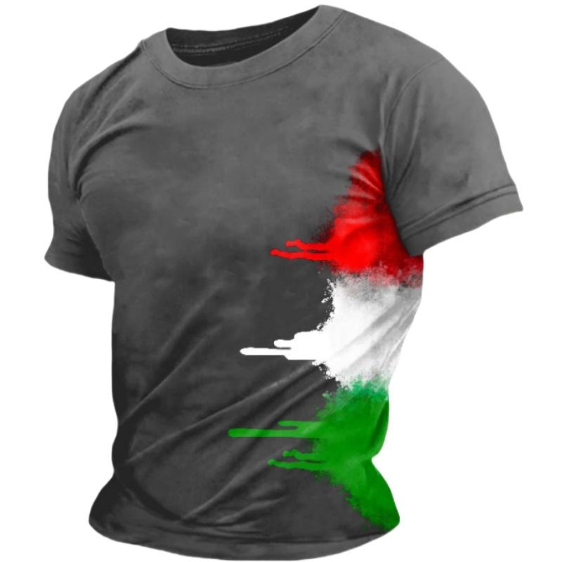 ETST WENDY 005 Zomer Casual Italië Vlag Print Heren T-shirts Polyester O-Hals Korte Mouw Effen Kleur T-shirt Ademende Top Herenkleding 3XL M