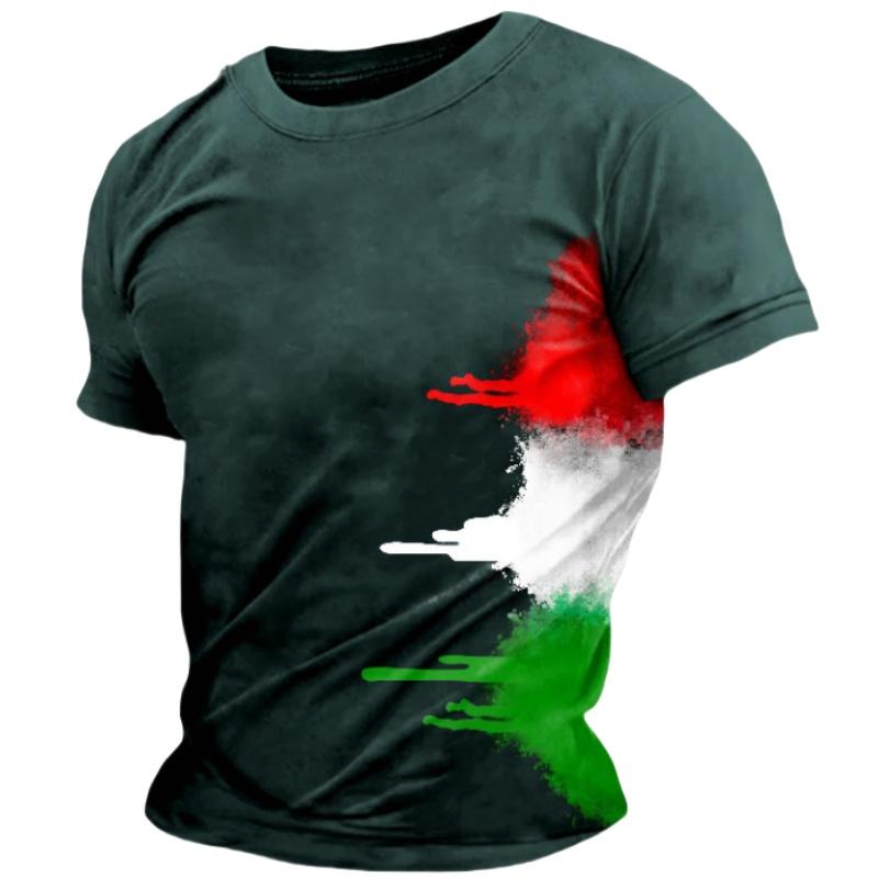 ETST WENDY 005 Zomer Casual Italië Vlag Print Heren T-shirts Polyester O-Hals Korte Mouw Effen Kleur T-shirt Ademende Top Herenkleding 3XL L