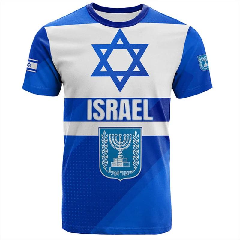Wengy 2 Mode Israël Nationaal Embleem Vlag 3D Print T-shirt Voor Heren Kleding Dagelijks Casual Straat Hip Hop O-hals Korte mouwen Tops 6XL