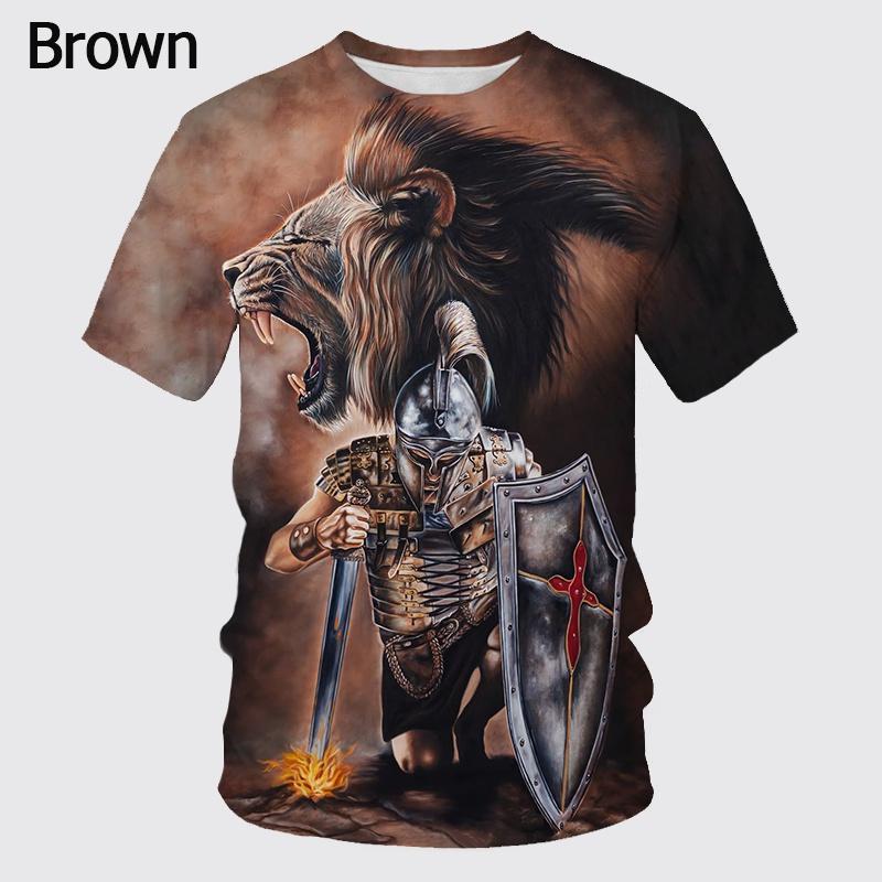 HerSight Knights Templar Grafisch T-shirt voor heren 3D God Wills It Print T-shirts Cruciata Teutonic Order T-shirt Cool Cross Korte mouw L