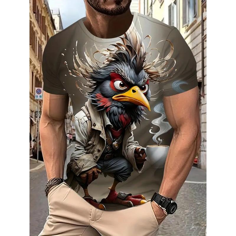 Xuhaijian02 Grappig Heren T-shirt Cartoon Eend Print Zomer Casual Korte Mouw Pullover Mode T-shirts Outdoor Heren Oversized Kleding XL