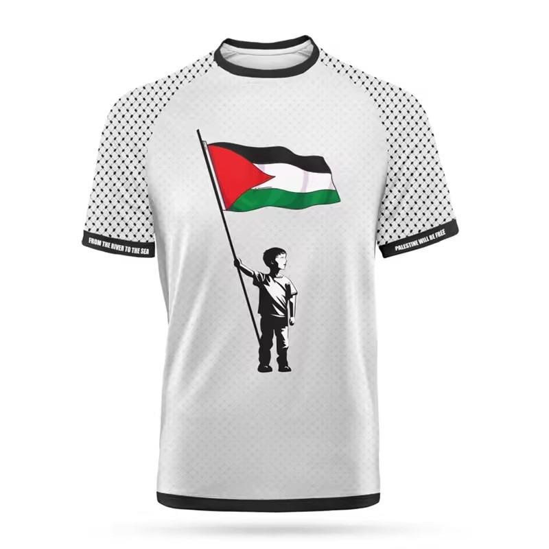 ForYourBeauty Heren Palestijnse Vlag Jersey T-shirt Ademend 3D-print S