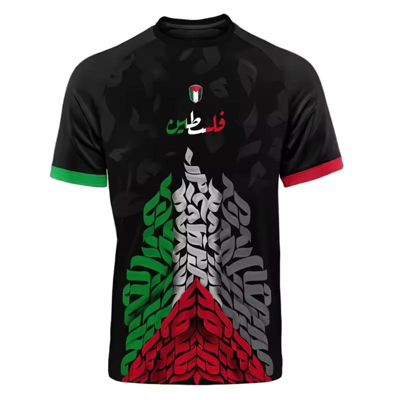 ForYourBeauty Heren Palestijnse Vlag Jersey T-shirt Ademend 3D-print M