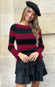 Jurkjes Flared Mouwen Gestreepte Top Blaire Burgundy