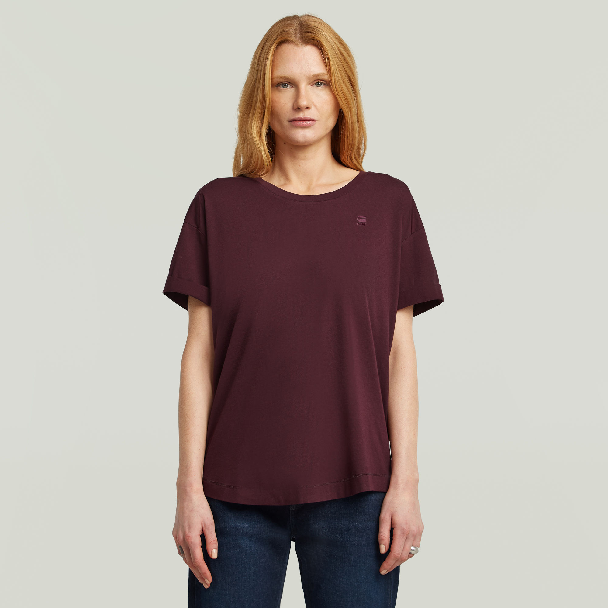 G-Star RAW Rolled Up Boyfriend T-shirt - Rood - Dames