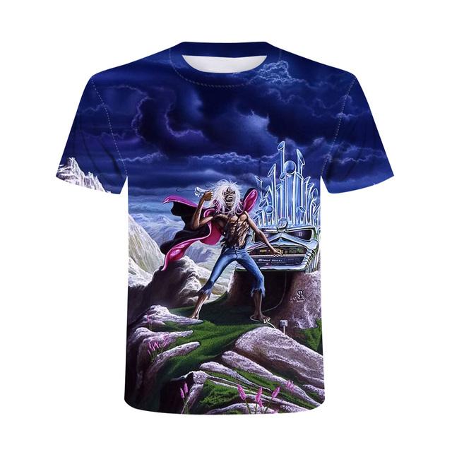 Baibao QIQI Heavy Metal Skull Man T-shirt Punk Festival Rock 3D digitaal printen Casual shirt Oversized hiphop korte mouw O-hals Top Tees L