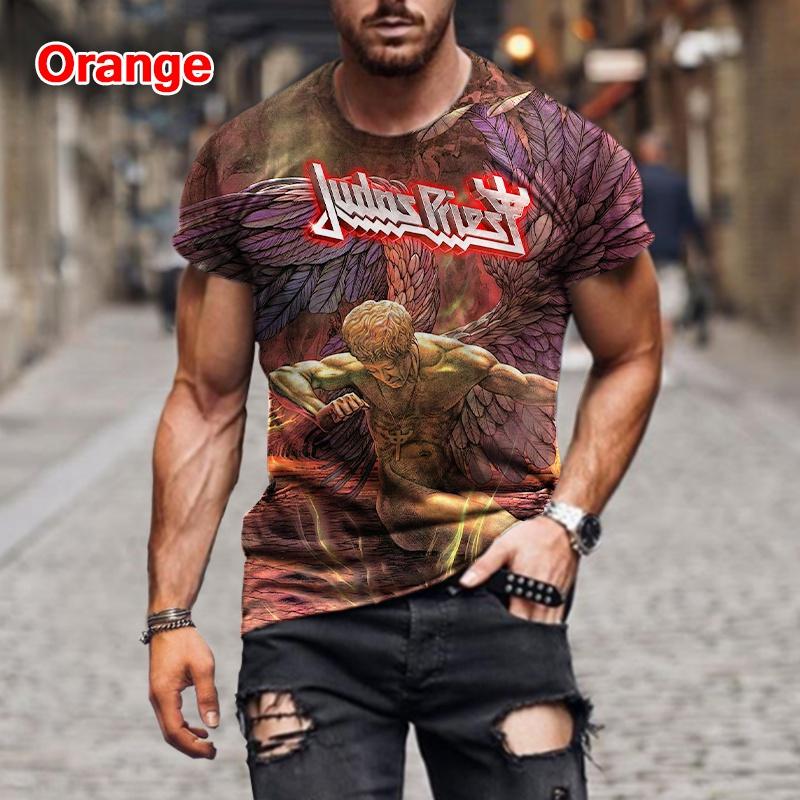 ETST 07 Mode Hip Hop Rock Judas Priest Band 3D Bedrukte T-shirts Voor Mannen Casual Street Trend Korte Mouw T-shirt Grote maat Kleding 5XL