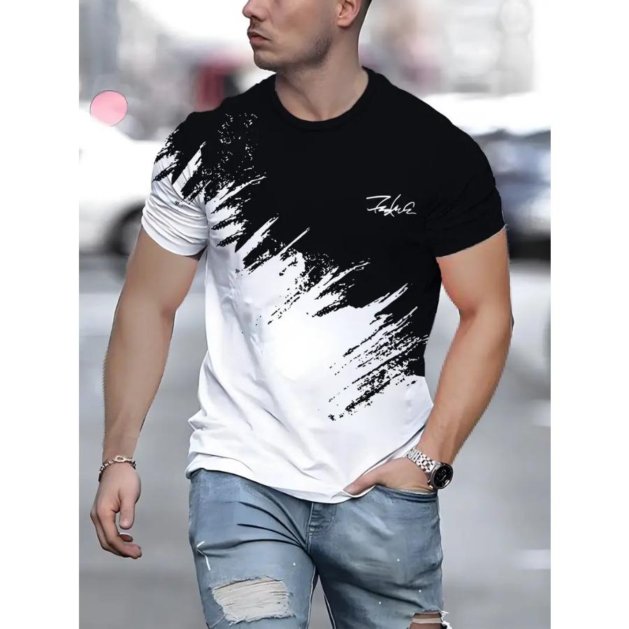 WowClassic Stijlvol T-shirt met grafische print voor heren - Comfortabel, ademend, top met korte mouwen voor dagelijkse zomeractiviteiten - Casual, modieus en veelzijdig T-shirt voor heren XL