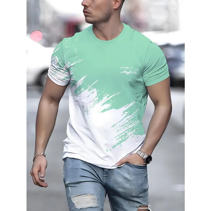 WowClassic Stijlvol T-shirt met grafische print voor heren - Comfortabel, ademend, top met korte mouwen voor dagelijkse zomeractiviteiten - Casual, modieus en veelzijdig T-shirt voor heren M