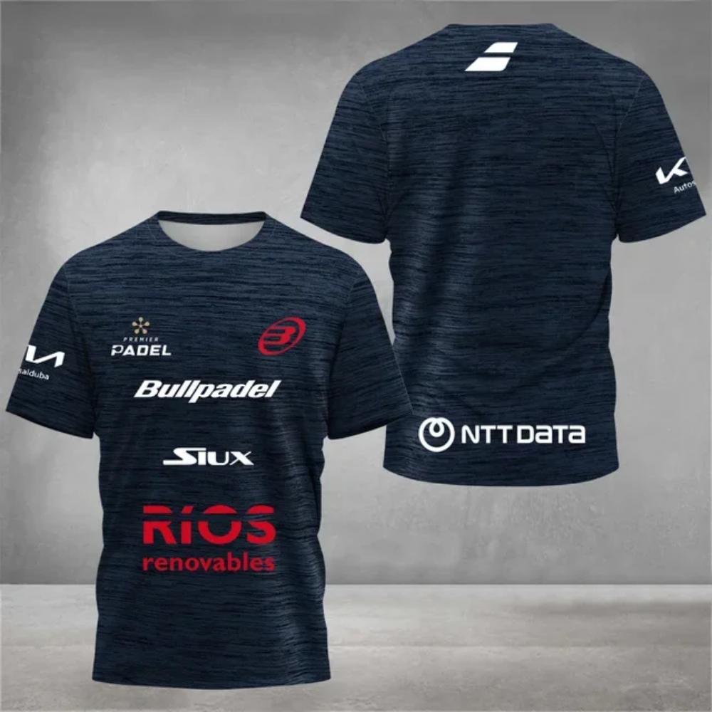 ETST35 Padel tennis fan ademend snel drogend T-shirt, heren tennis training top, 3D geprinte zomer kleding met korte mouwen, rond M