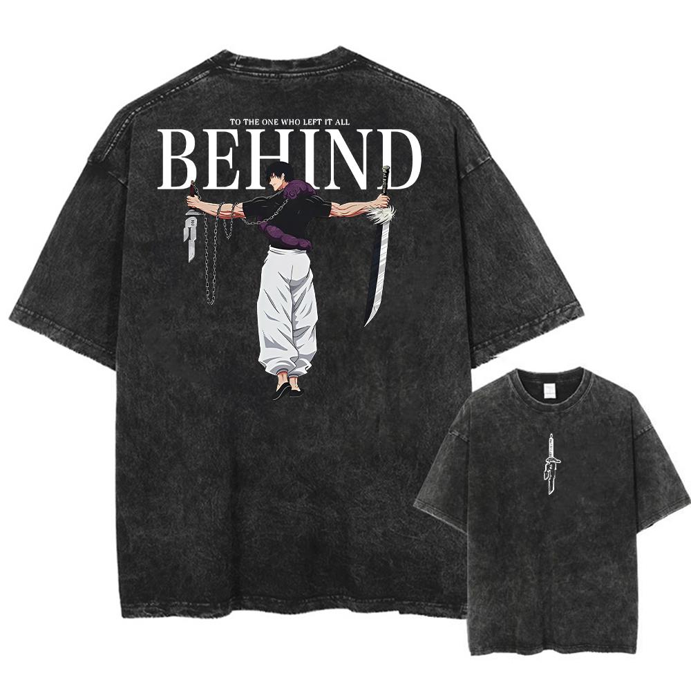 Washed Vintage T Shirt Exclusive NO.1 Men Streetwear Washed Acid Oversized T Shirt Japanese Anime Retro Worn Graphic Print T-Shirt Short Sleeve Tees XL