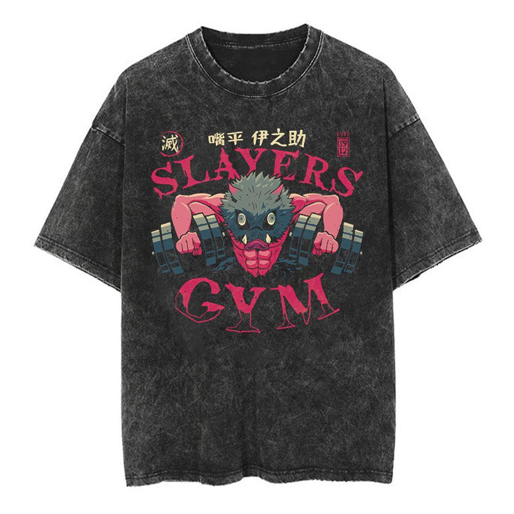Washed Vintage T Shirt Exclusive NO.1 Printed Washed Tshirt Anime Demon Slayer Cotton Men Vintage Washed T-Shirt Graphic Tshirt Streetwear Tees Clothes XL
