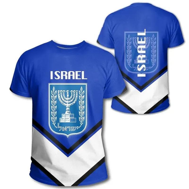 ETST 07 Israël Vlag Heren T-shirt 3D Gedrukt Israëliërs Nationale Embleem Tops Korte Mouw O-hals Oversized Sport Tee Shirt Kleding S