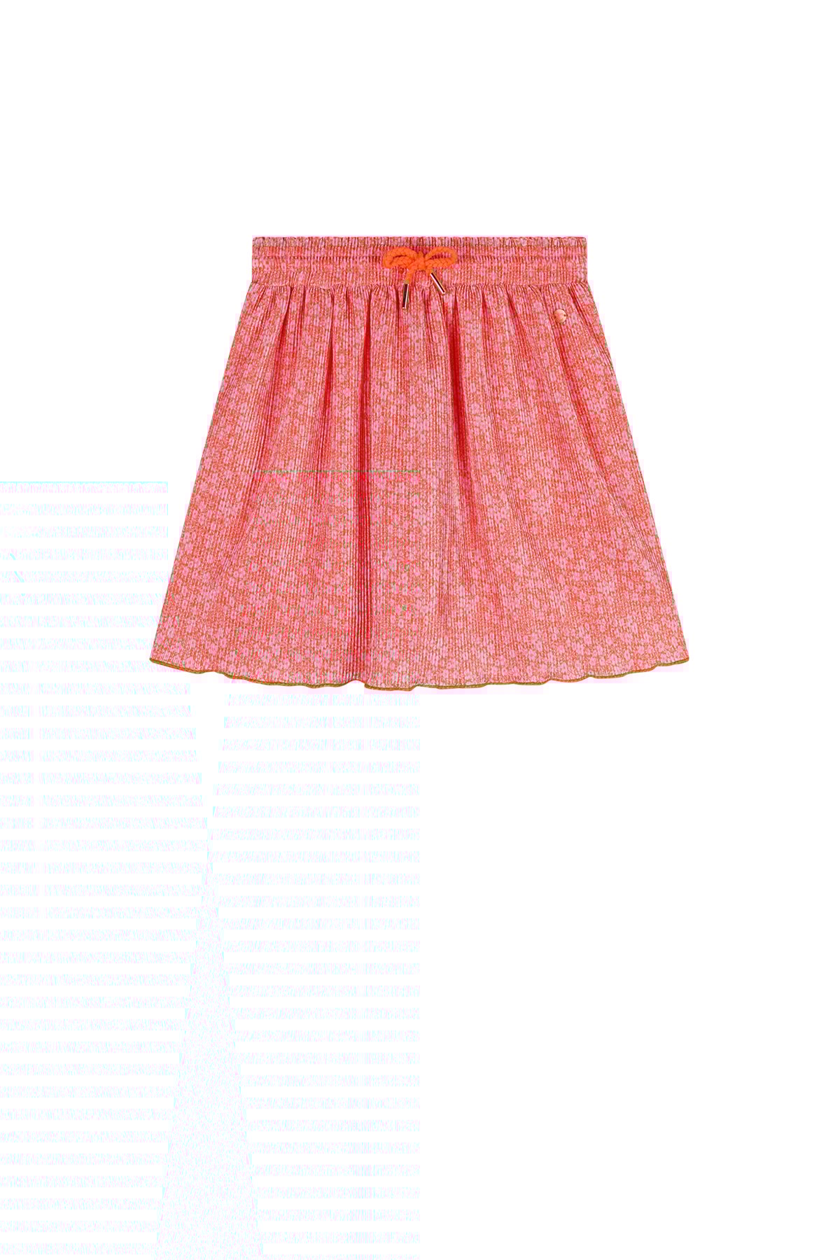NoNo zomer rok meisjes - oranje koraal - Daisy AOP, plissee - Norah