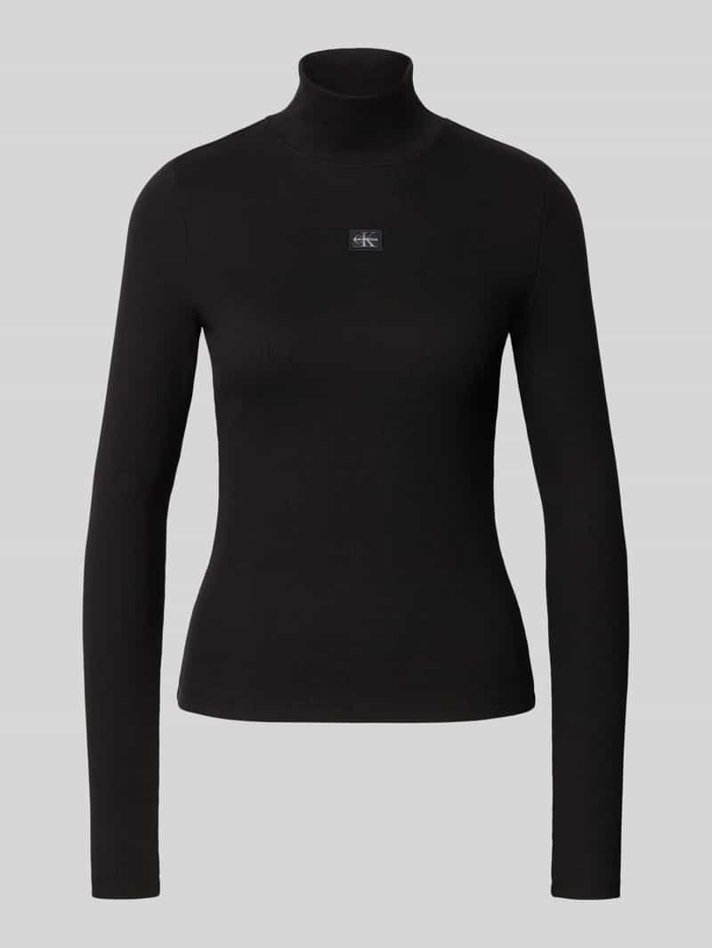 Calvin Klein Shirttop LS WOVEN LABEL TURTLENECK