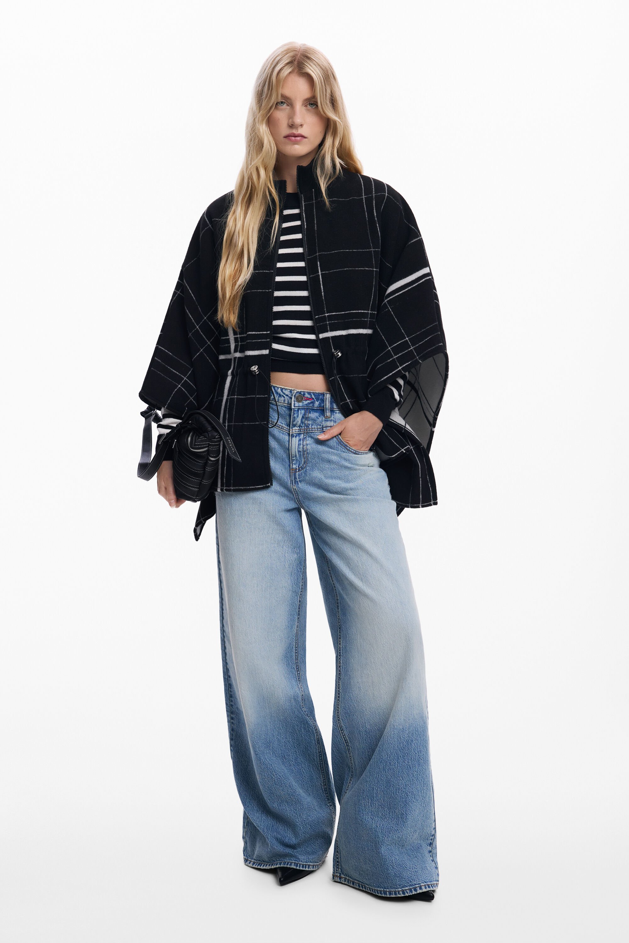 Desigual Ruitjesponcho - BLACK