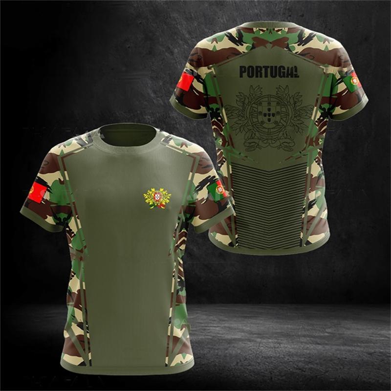 Bobby 2 Portugal Nationaal Vlag Embleem T-shirt Voor Heren Portugese Grafische Tops T-shirts 3D Camouflage Print T-shirt Korte Mouwen XL