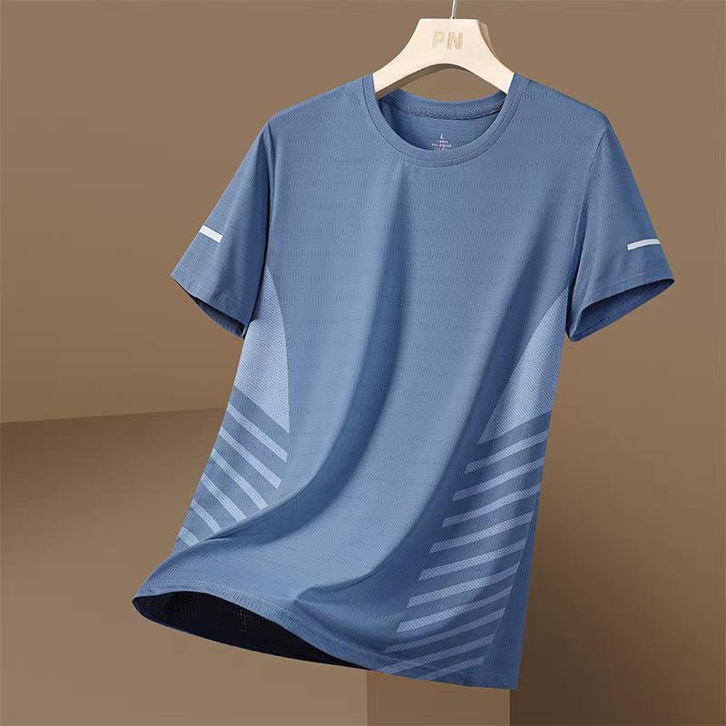 Milost Zomer Running Sport Tee Mode Sneldrogend Materiaal Korte mouwen Tops Casual O-hals Los T-shirt Outdoor Fitness Heren T-shirt 5XL