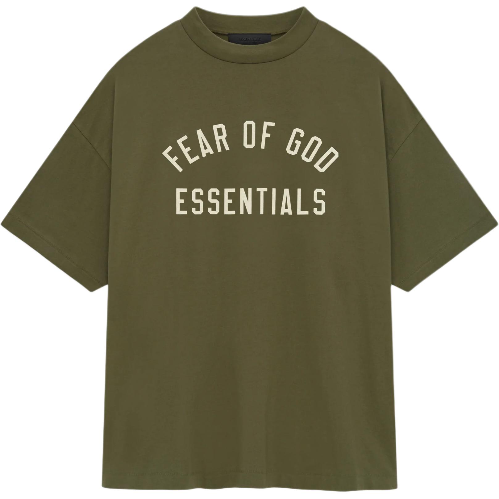 Fear of God Essentials Jersey Crewneck T-shirt Militair Heren Tops Groen 125BT244195F S