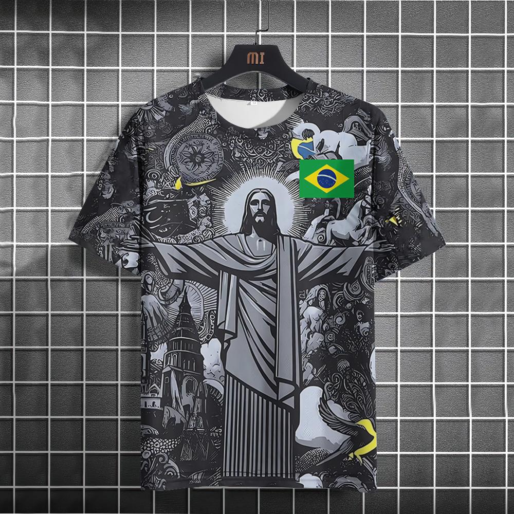 ETST 07 Zomer T-shirt Voetbal Training Top Brazilië Speciale Editie Zwart Grijs Voetbalshirt Heren Dames Outdoor Sneldrogend T-shirt S