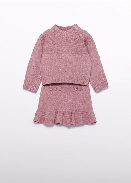 Abel & Lula winter rok-set meisjes - roze - gebreid