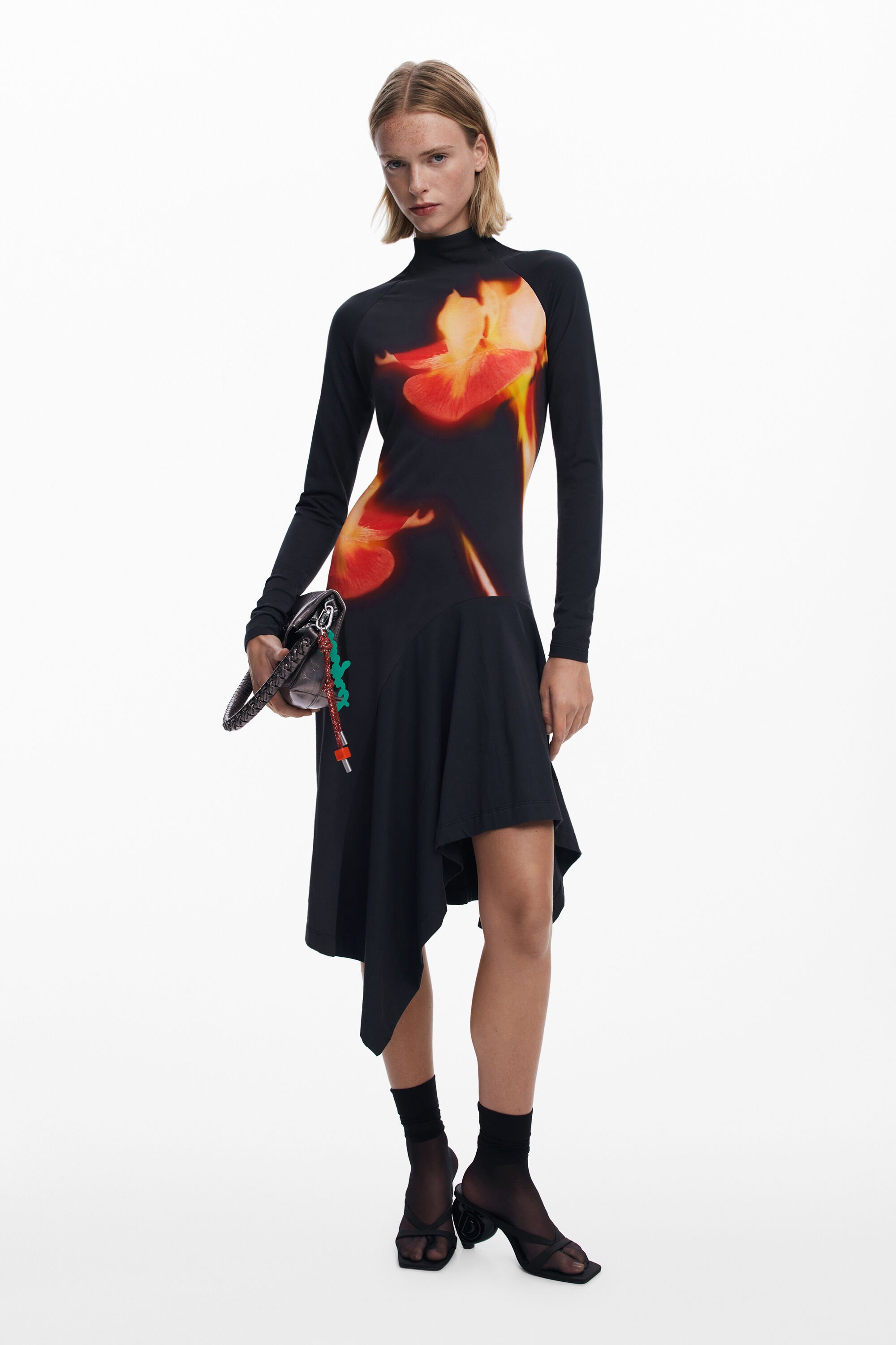 Desigual Asymmetrische strakke jurk - BLACK