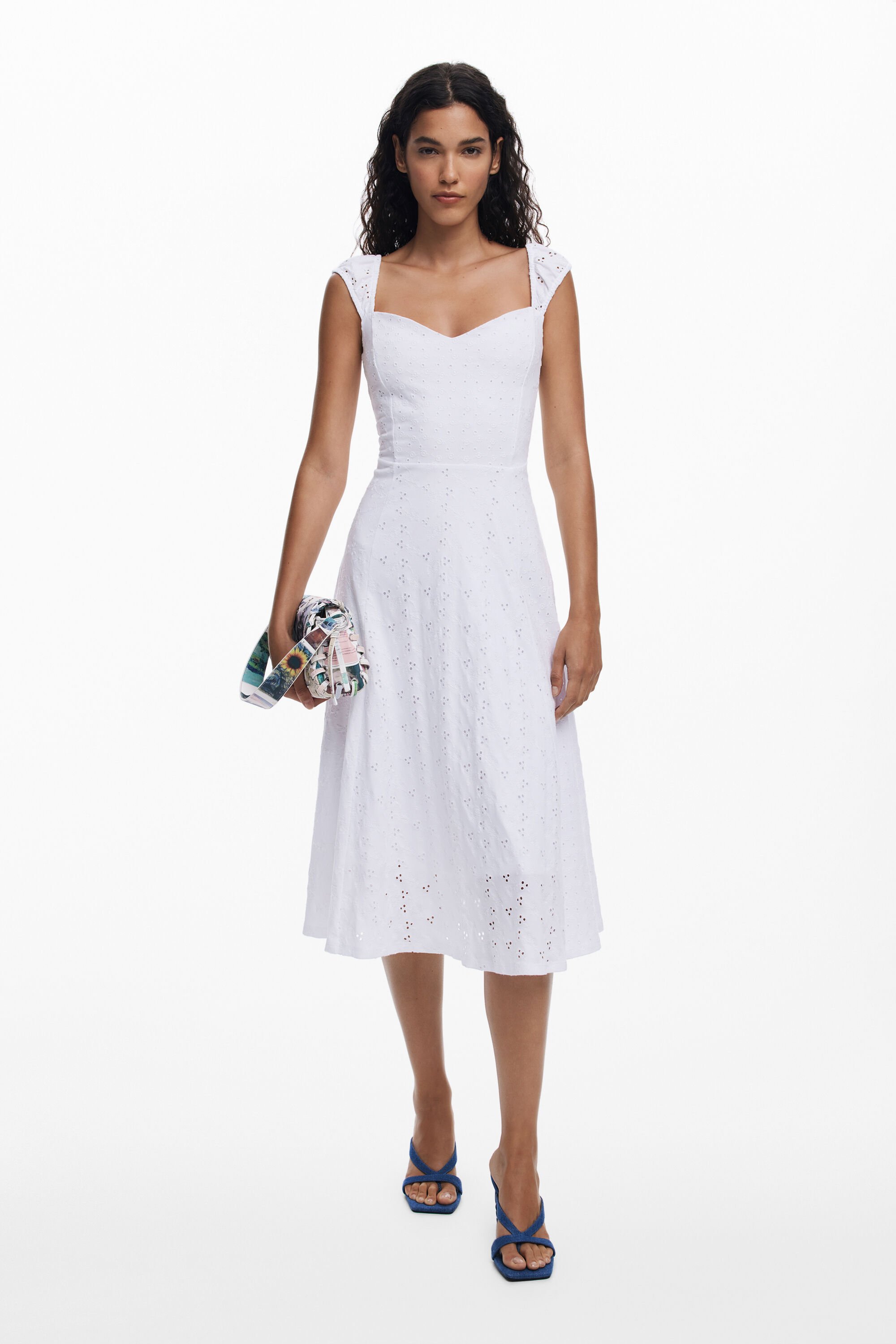 Desigual Midijurk met borduursels - WHITE