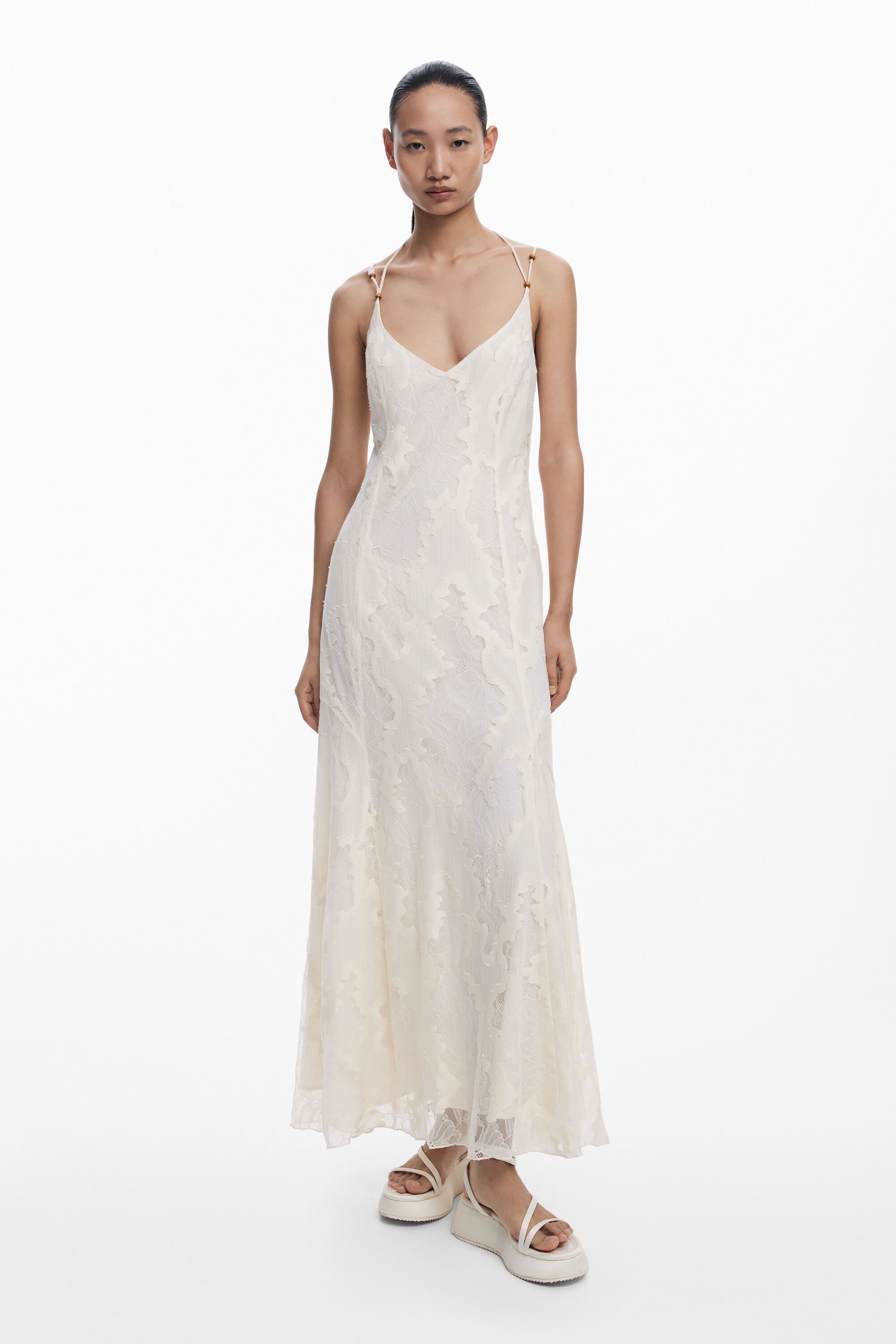 Desigual Devoré jurk met bandjes - WHITE