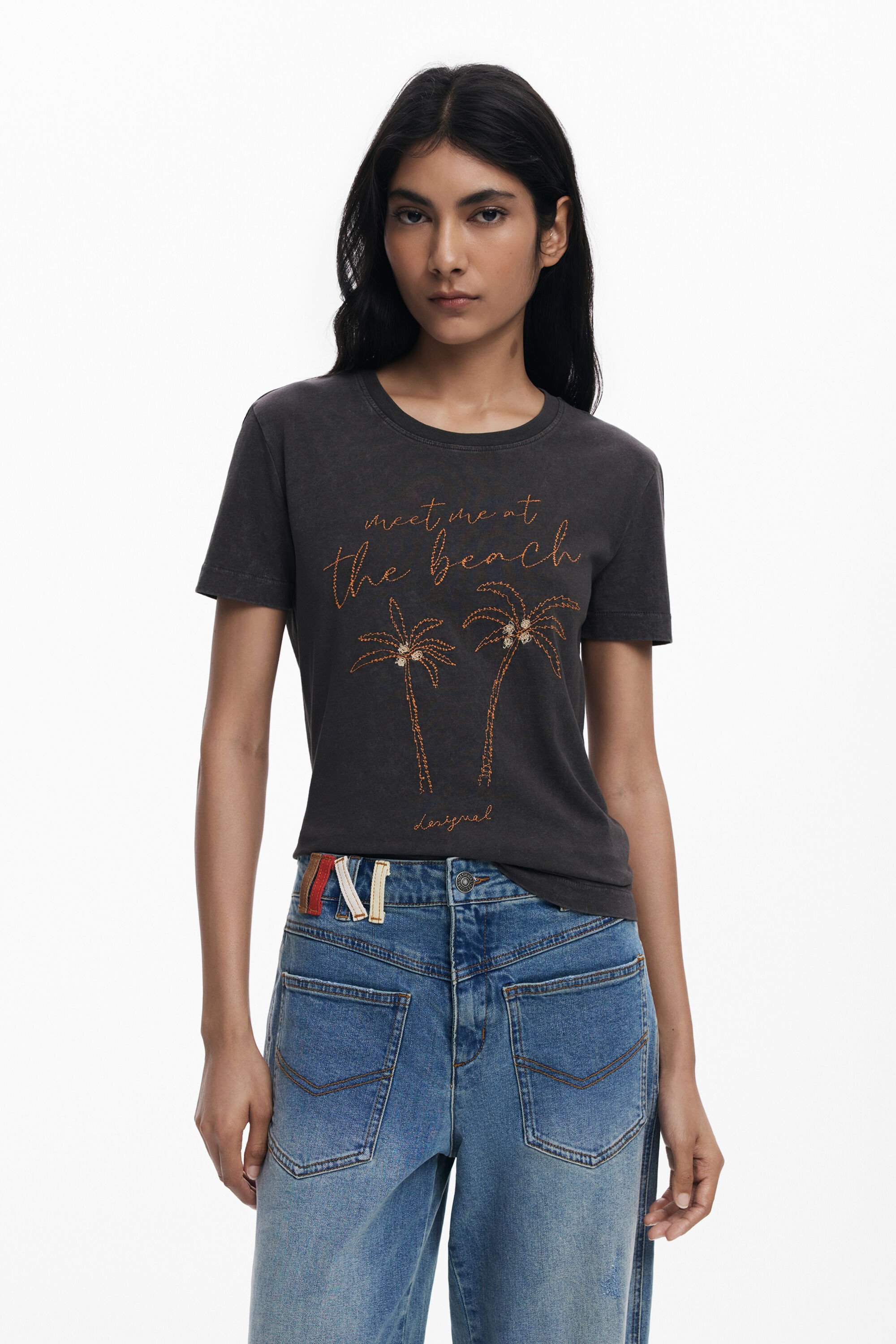 Desigual Palmboom T-shirt - BLACK