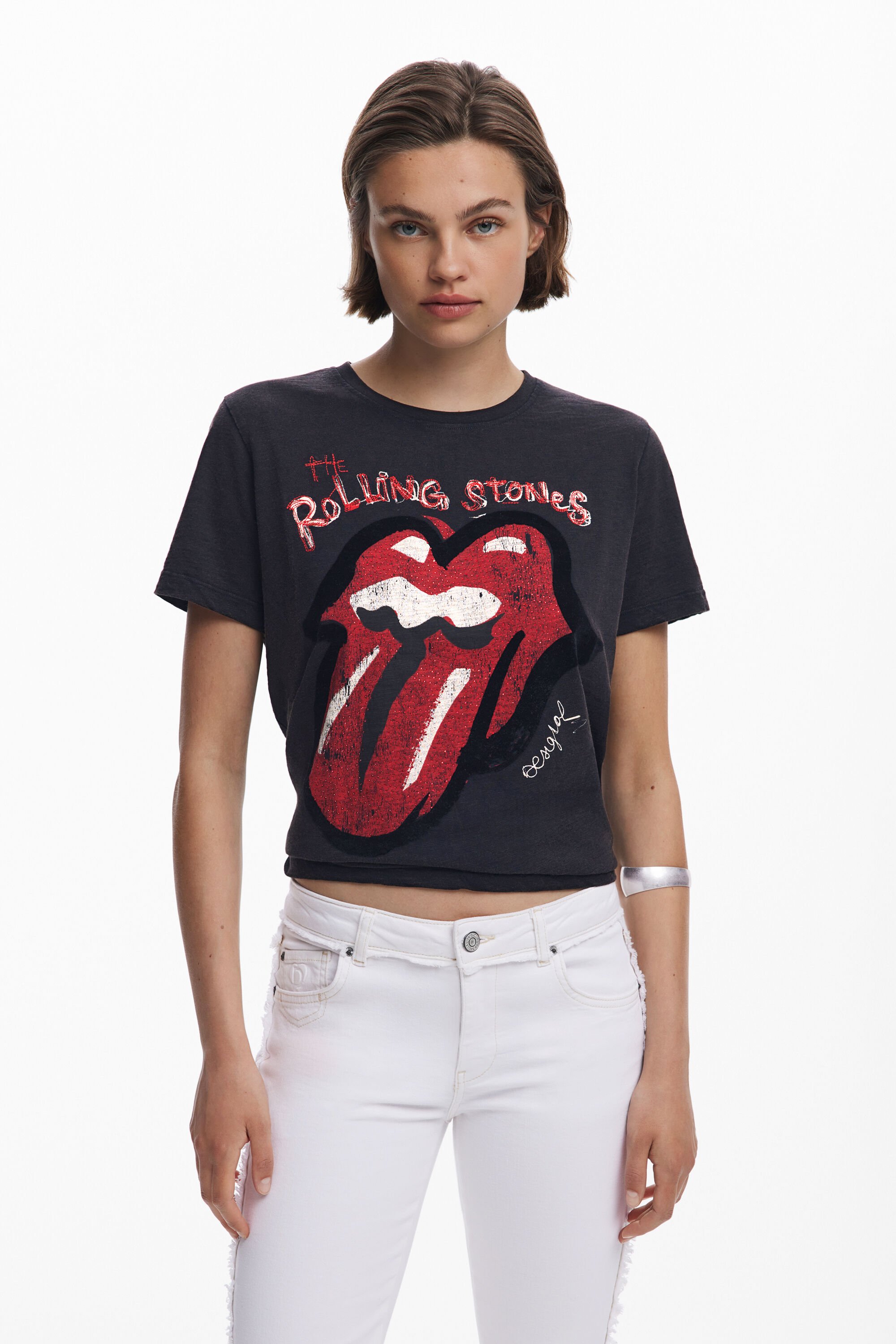 Desigual Rolling Stones T-shirt met korte mouwen - BLACK